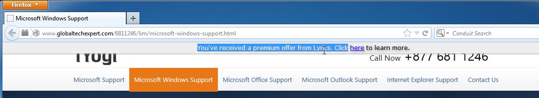 [Image: You've received a premium offer from Lyrics popup virus]