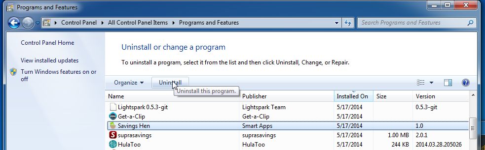 [Image: Uninstall HulaToo program from Windows]