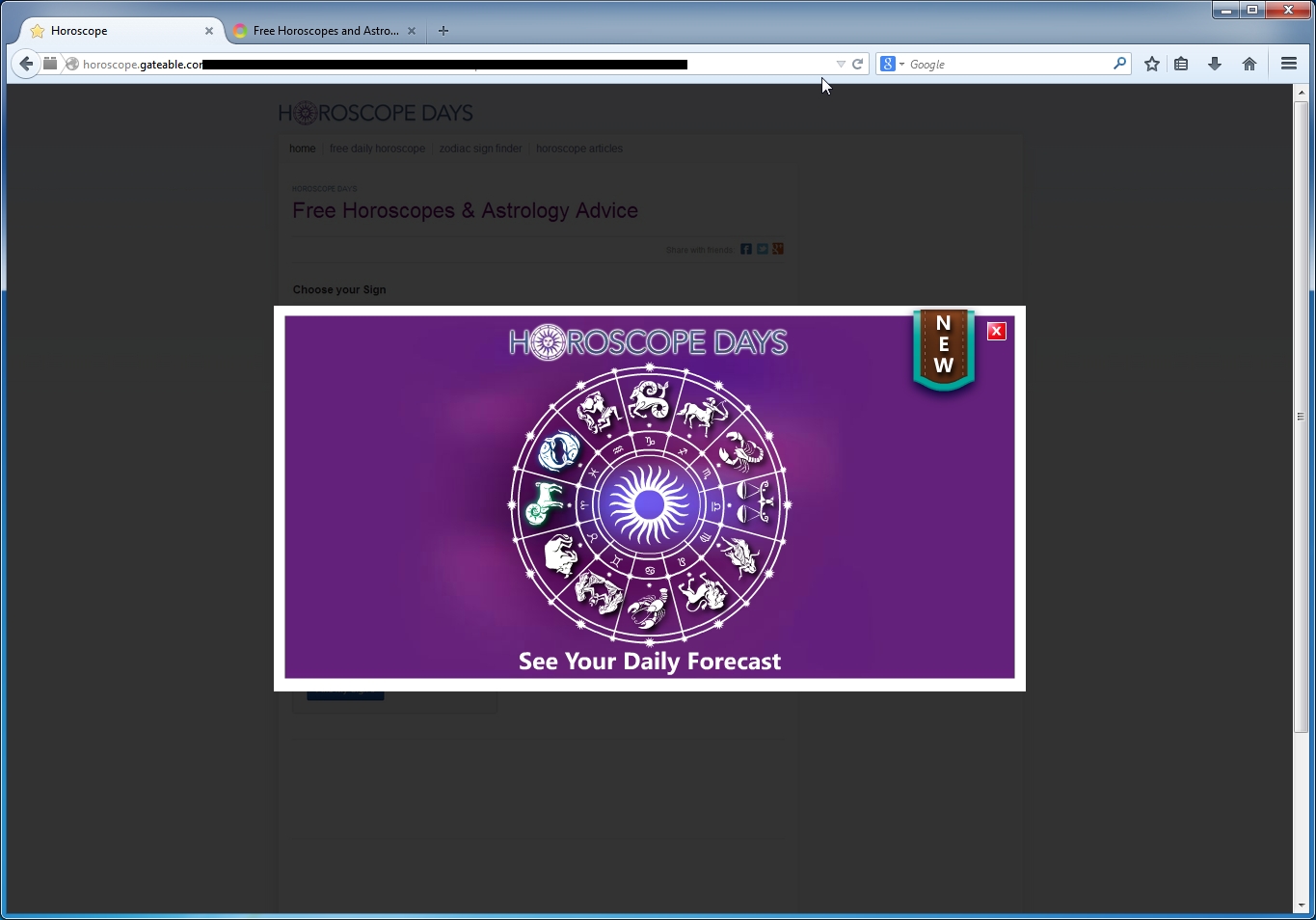 Remove Horoscope.gateable Popup Ads Removal Guide