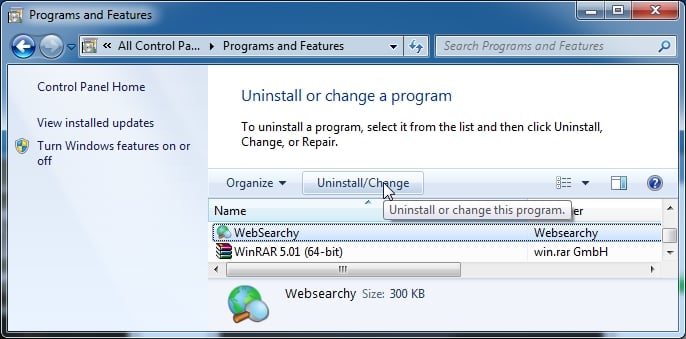 [Image: Uninstall WebSearchy program from Windows]