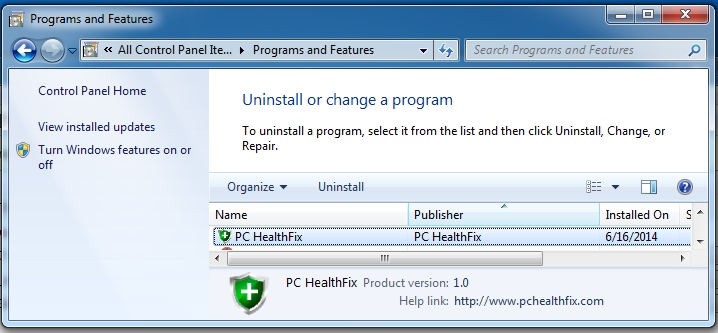 [Image: Uninstall PC HealthFix from Windows]