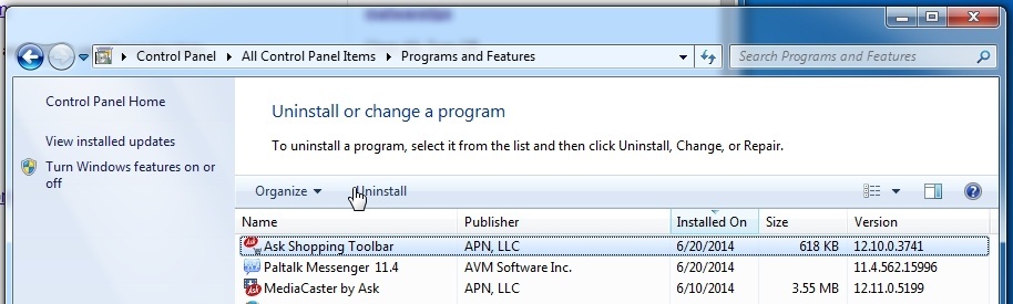 [Image: Uninstall Ask Shopping Toolbar from Windows]