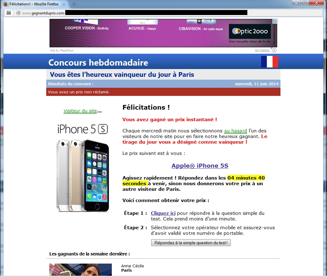 Gagnantduprix.com pop-up virus