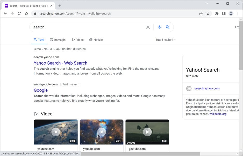 Image: Chrome browser is redirected to IT.Search.Yahoo.com