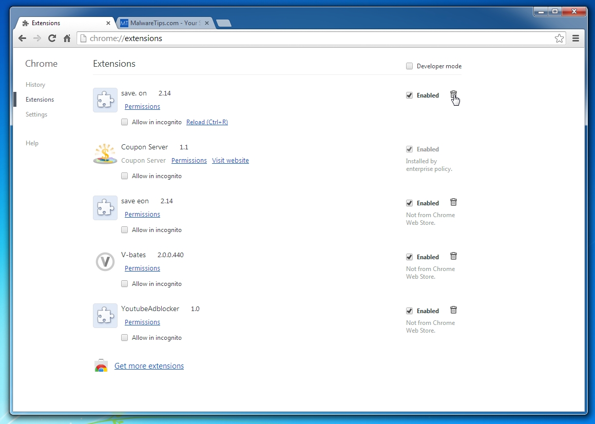 [Image: Remove Save On Chrome extensions]