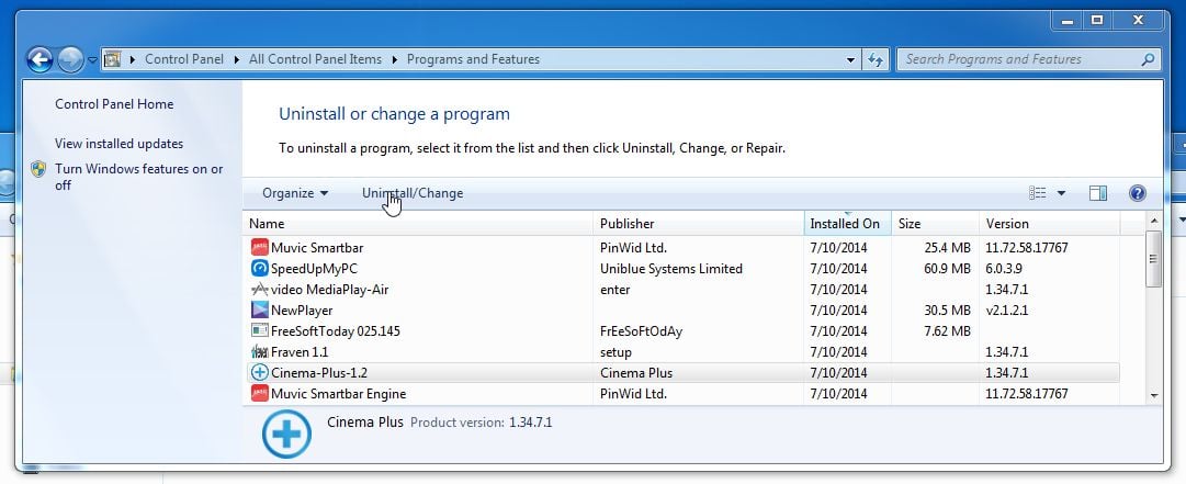 Remove Cinema-Plus-1.2 Adware (Virus Removal Guide)