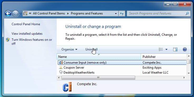[Image: Uninstall Consumer Input from Windows]
