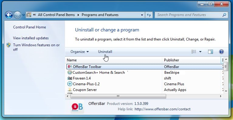 Remove CustomSearch+ Home & Search from Windows