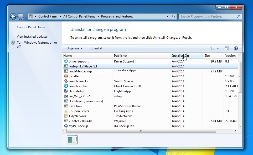 [Image: Uninstall Find-Me-Savings from Windows]