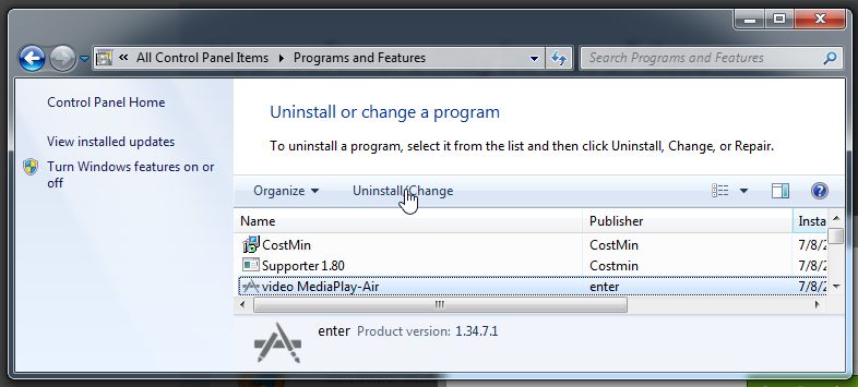 [Image: Uninstall Video MediaPlay-Air from Windows]