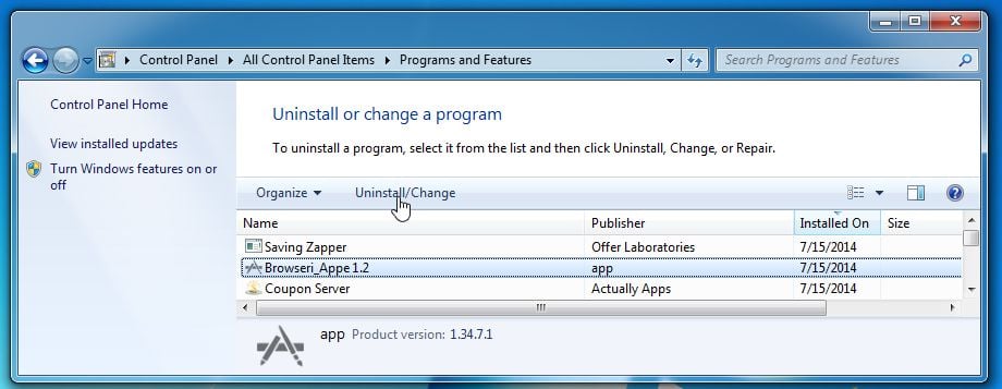 Remove Browseri_Appe 1.2 from Windows