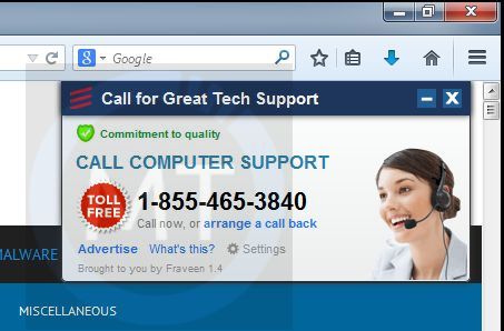 Ads by Fraveen 1.4 pop-up virus
