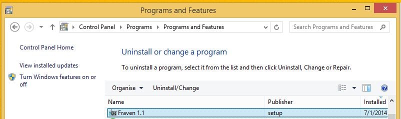 [Image: Uninstall Fraven 1.1 from Windows]