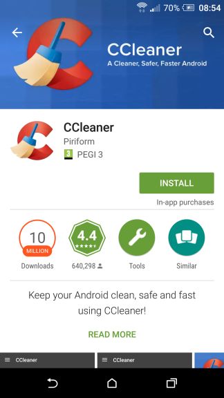 Install the Ccleaner app
