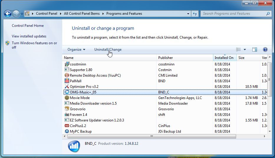 Remove OMG-Music+_05 from Windows