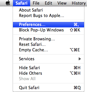 Safari Mac OS X Preferences 