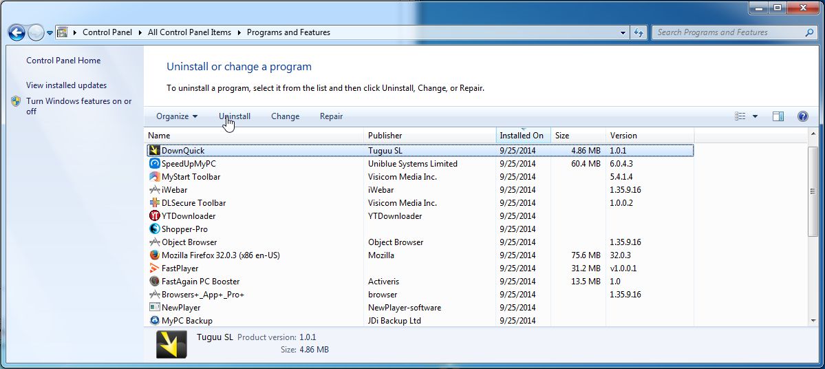 Remove DLSecure Toolbar from Windows