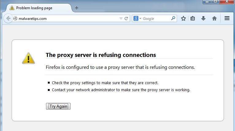 The Proxy Server Is Refusing Connections Removal Guide