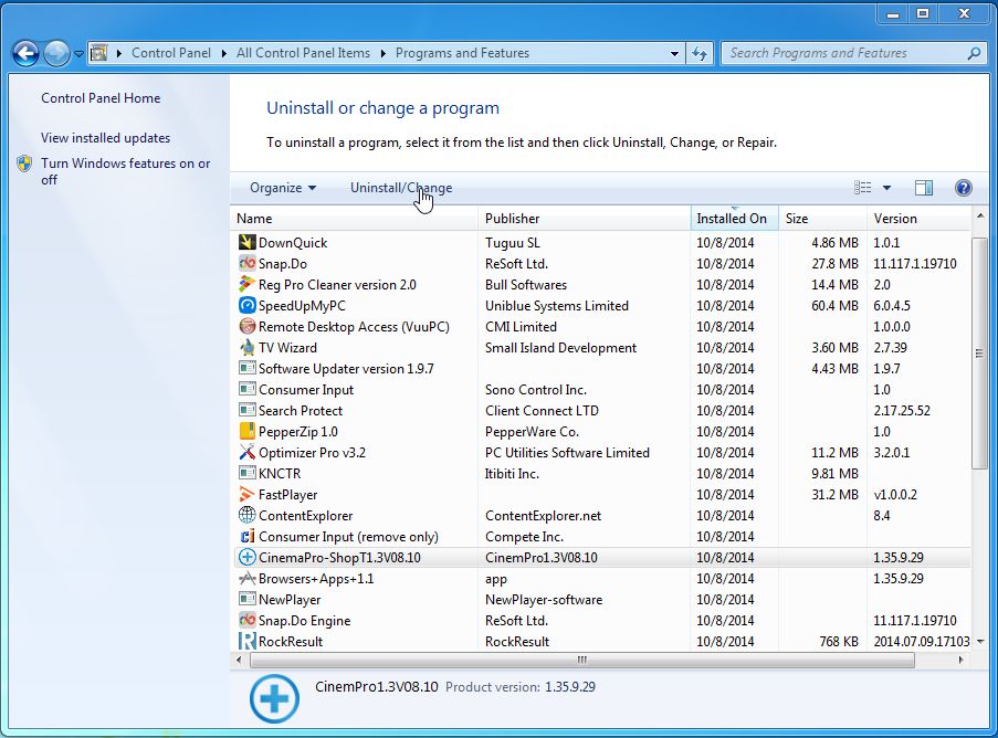 Remove CinemaPro-ShopT1.3 from Windows