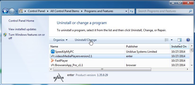 Remove VideosMediaPlayersversion2.1 from Windows
