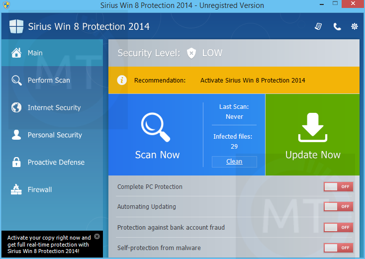 [Image: Sirius Win 8 Protection 2014 malware]
