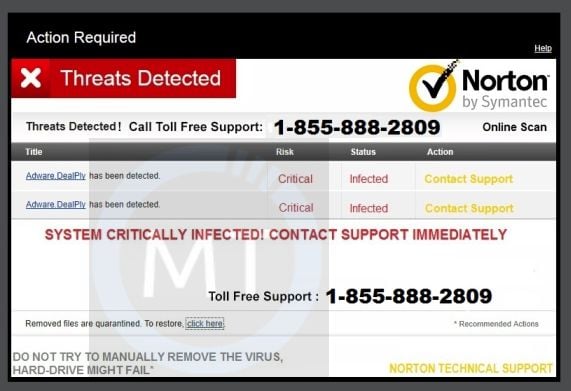 System Critically Infected! Contact Support Immediately virus
