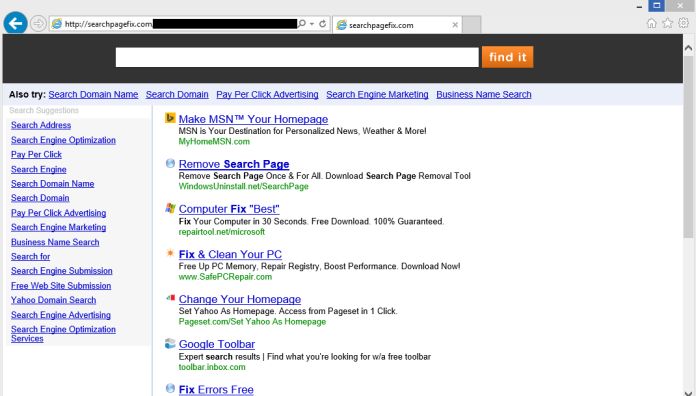 Searchpagefix.com virus