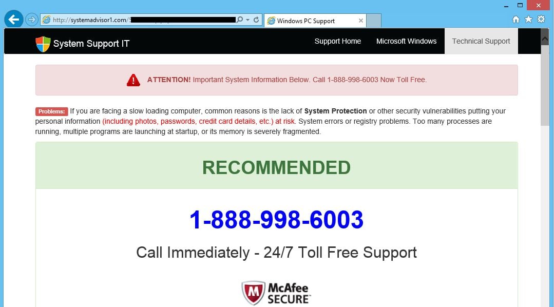 Systemadvisor1.com virus
