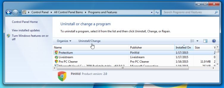Remove Protectium By PinWid (Virus Removal Guide)