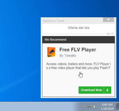 Selection Tools popup