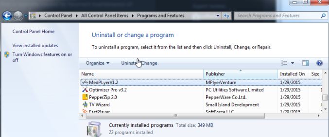 Remove MedPLyerV1.2 from Windows