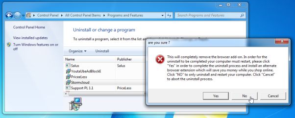 Remove StormCloud from Windows
