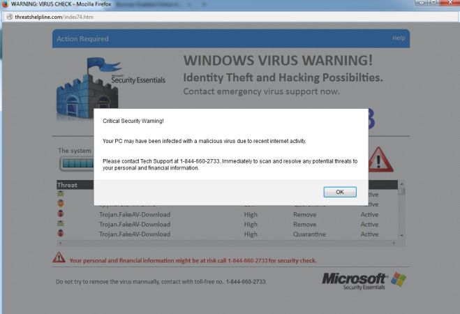Threatshelpline.com virus
