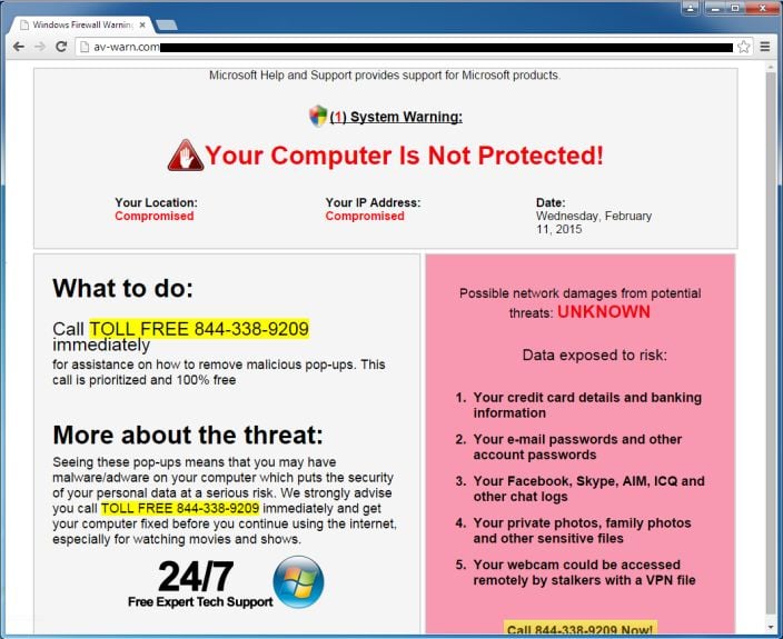  Remove 1 800 pop up virus Tech Support Scam 