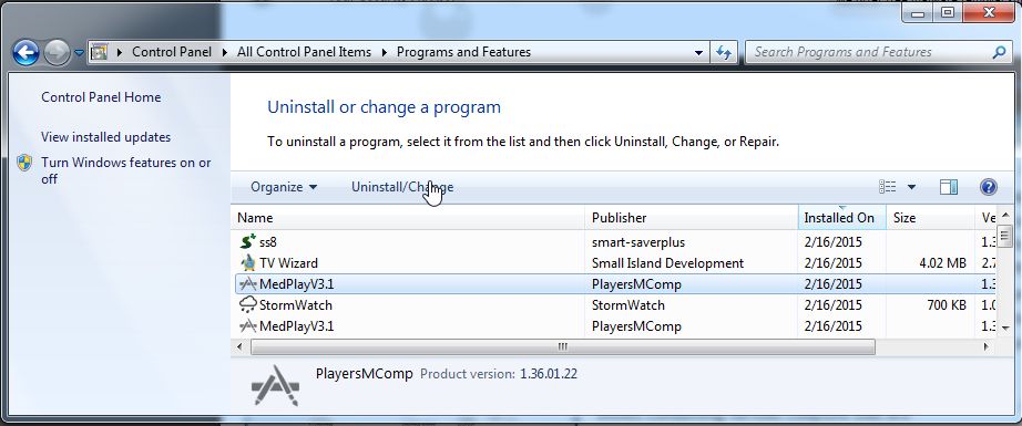 Remove MedPlayV3.1 from Windows