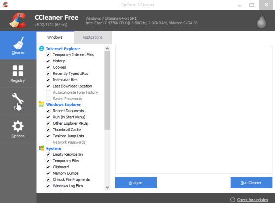 CCleaner Startup programs