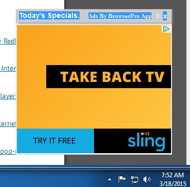 Ads by BrowserPro App virus