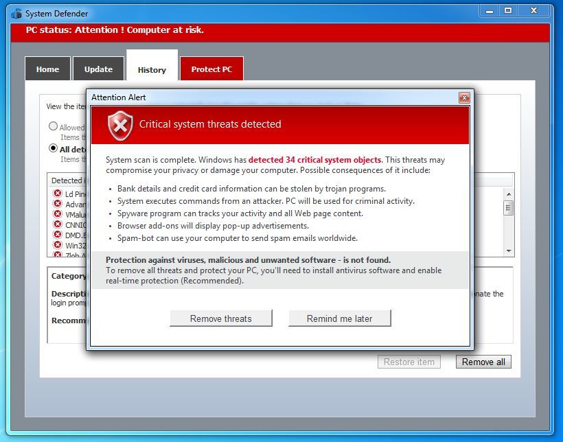 windows antivirus pro popup