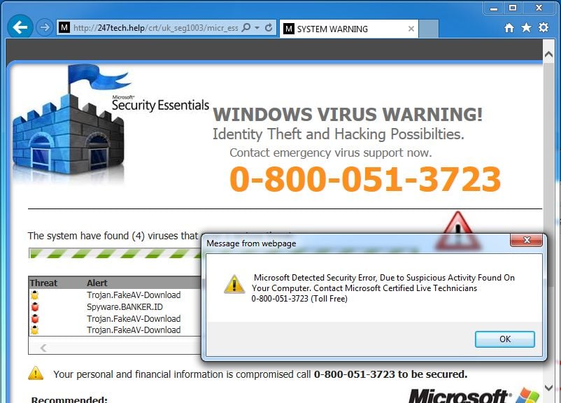 Security Warning Pop-up Windows 7