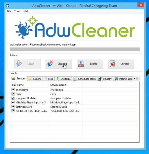 Remove Inlineupdatelive.net with AdwCleaner