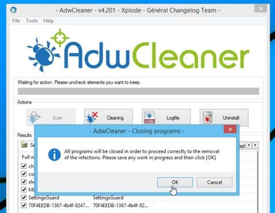 AdwCleaner removing adware