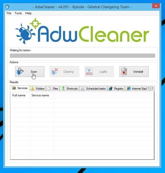  Pulsante di scansione AdwCleaner 