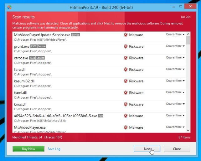 HitmanPro detected malware