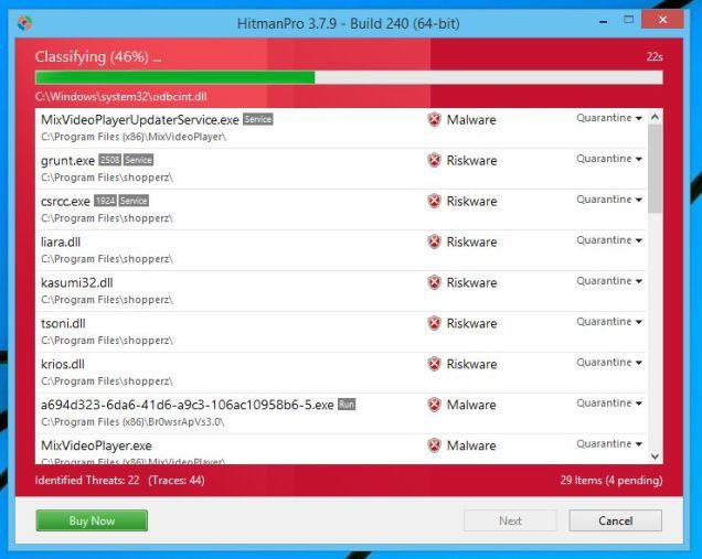 HitmanPro сканирование на наличие вирусов Adriter.com/jquery.php