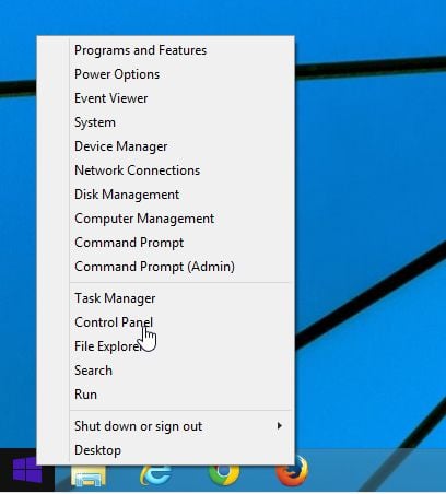 Windows 8 Control Panel