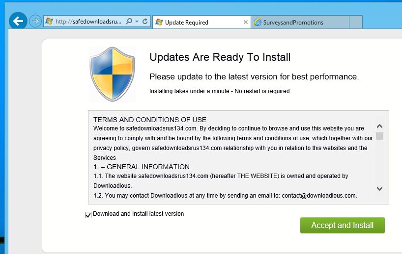 Remove Safedownloadsrus134.com virus