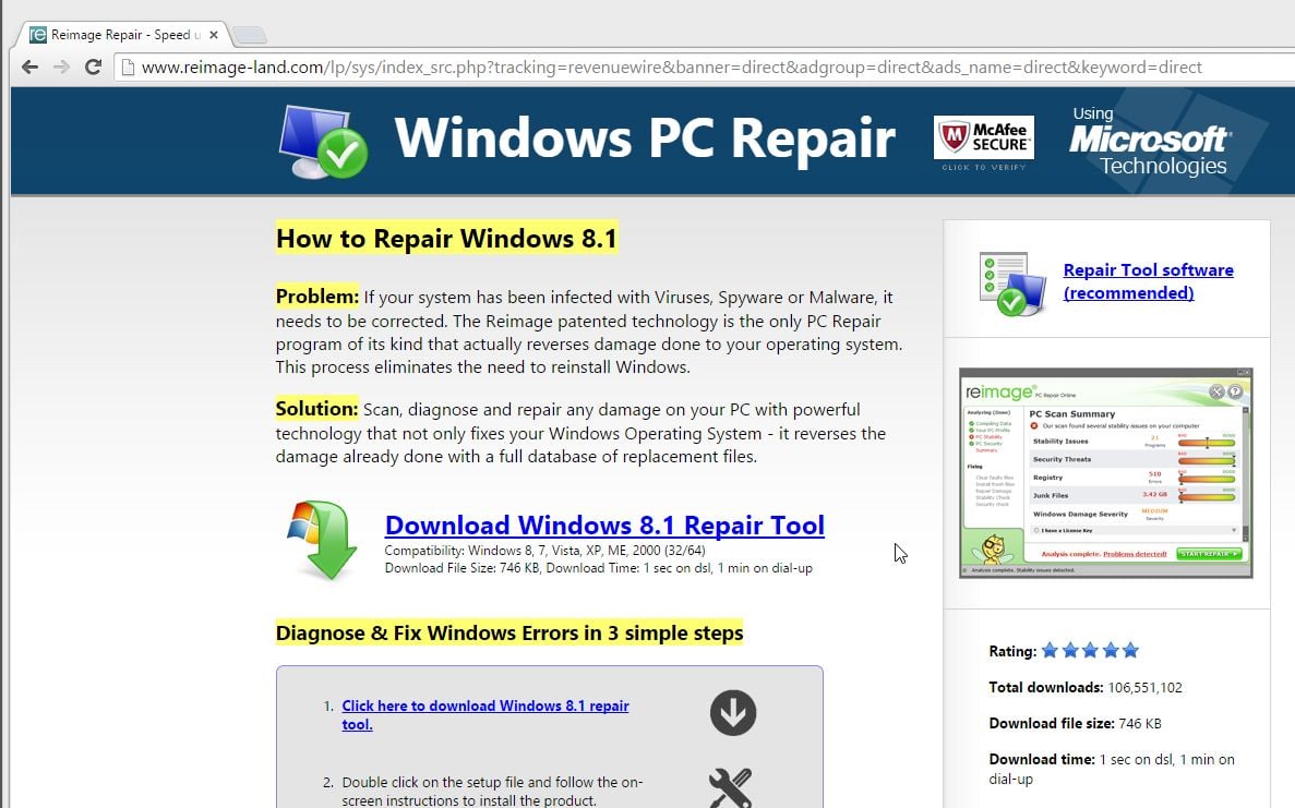 softwar compares reimage repair tool