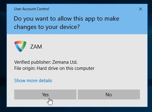 Click Yes to start Zemana AntiMalware Zemana AntiMalware User Account Control pop-up