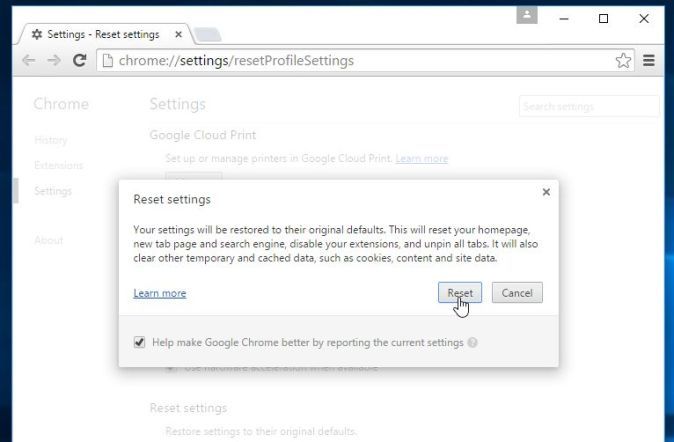 Инструмент очистки Chrome Сбросить Google Chrome