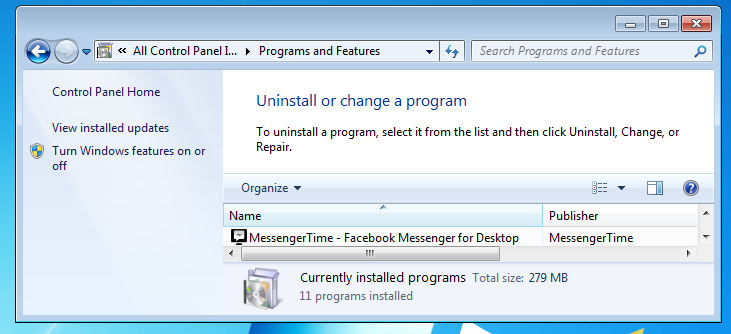 Remove MessengerTime from Windows